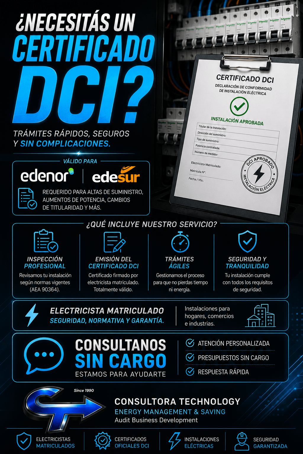 Certificado DCI para instalaciones eléctricas - Consultora Technologie